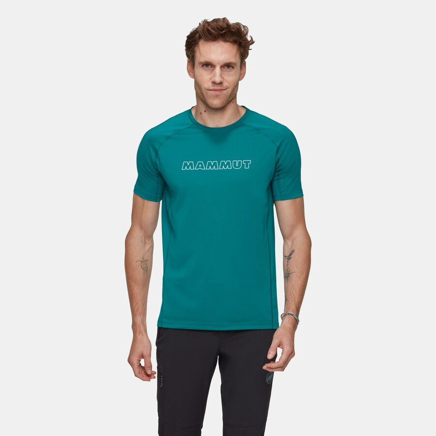 selun fl t-shirt voor heren met logo in zilvergroen