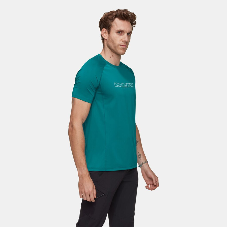 selun fl t-shirt voor heren met logo in zilvergroen