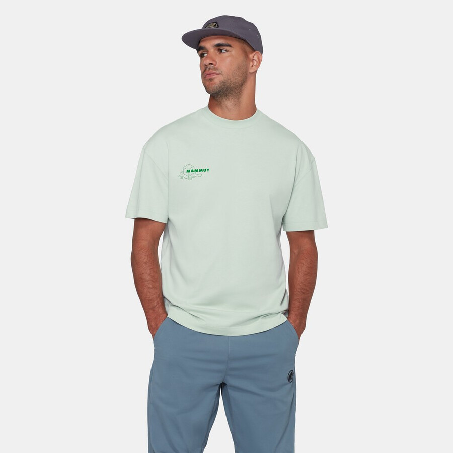 mammut base relaxed t-shirt voor heren glacier silver sage