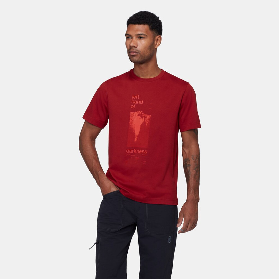 mammut base t-shirt heren hand donker mammut rood