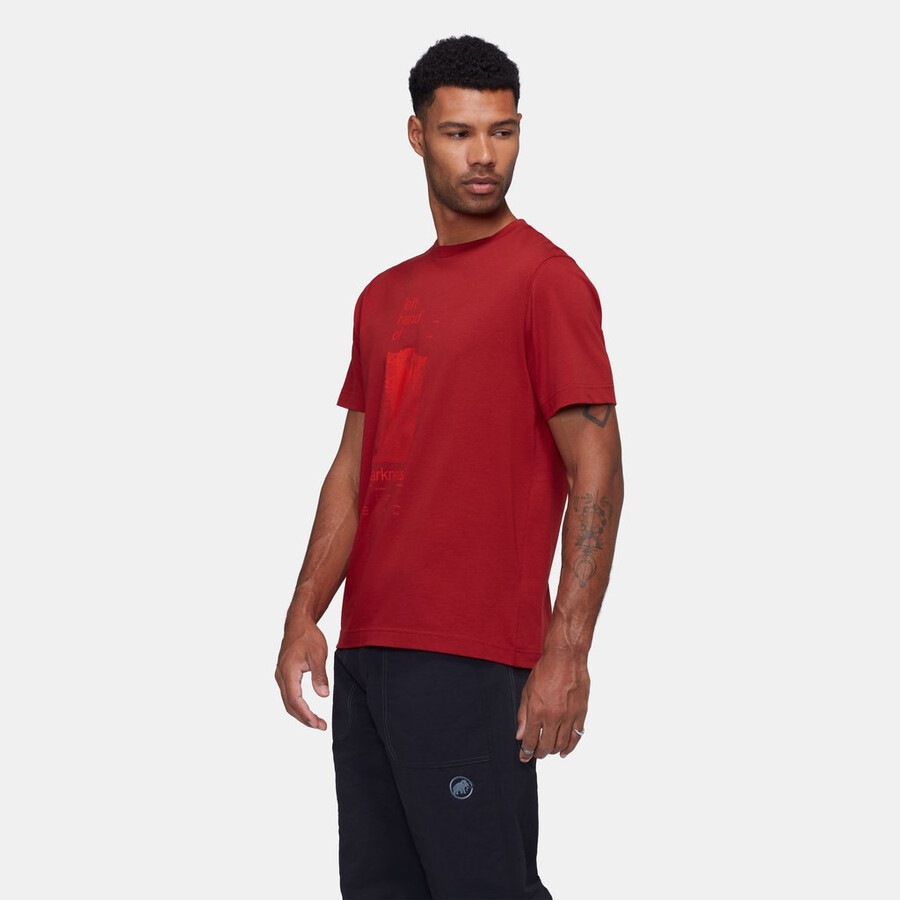 mammut base t-shirt heren hand donker mammut rood