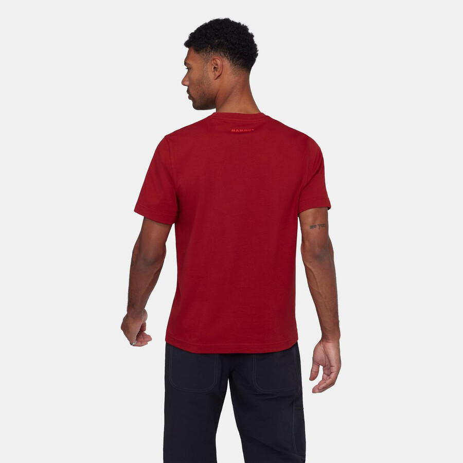 mammut base t-shirt heren hand donker mammut rood