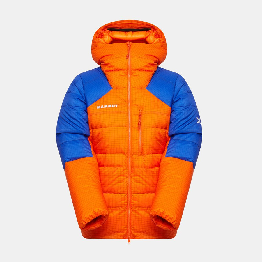 eiger nordwand advanced down in hooded jacket women eiger oranje-eiger blauw