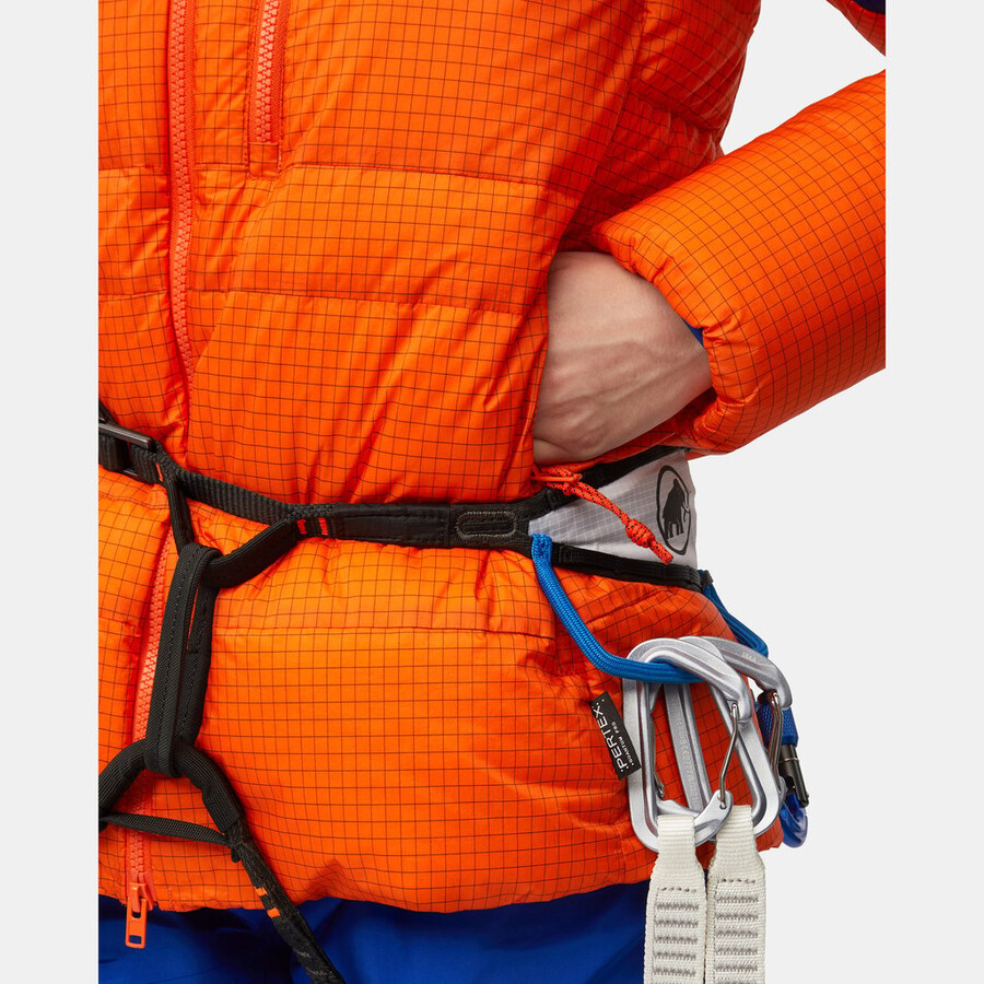 eiger nordwand advanced down in hooded jacket women eiger oranje-eiger blauw
