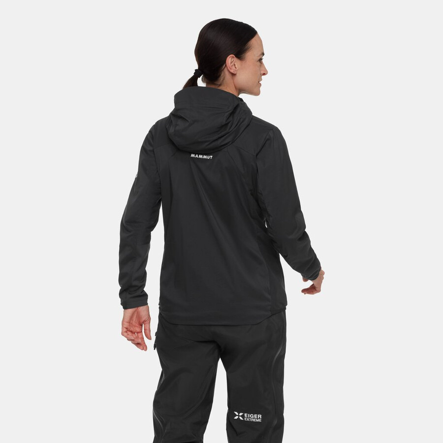 eiger nordwand in flex air hooded jacket dames zwart