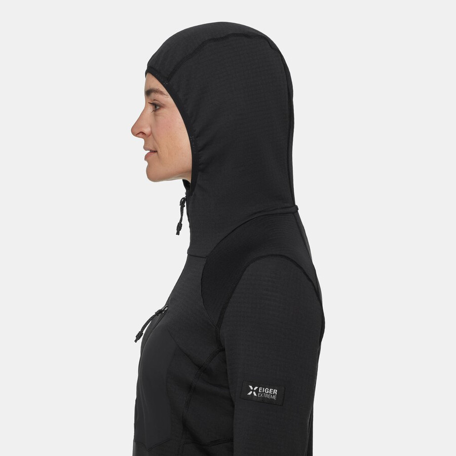 eiger nordwand advanced fl half zip hoodie dames zwart
