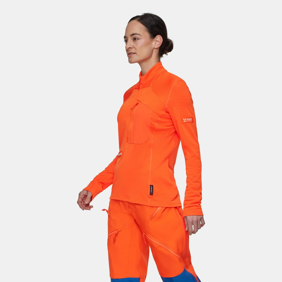 eiger nordwand advanced fl half zip pull dames eiger oranje